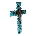 thumbnail image 2 of Southwest Western Crackled Turquoise Pebble Rock Beads Layered Wall Cross Decor, 2 of 5