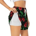 thumbnail image 2 of Disketp Cherry Print Women's Shorts Workout Shorts for Athletic Gym Running Shorts with Phone Pockets Small, 2 of 8
