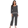 thumbnail image 2 of Women's V Neck Pj Set Sleepwear Two Piece Pajamas Tops with Long Sleep Pants Pjs Loungewear, 2 of 8