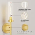 thumbnail image 4 of 2-Pack Modern Gold Wall Sconces, Hardwired Dimmable Vanity Light Fixture w/ Clear Glass Shade | Indoor E26 Lights for Bathroom, Bedroom & Living Room Accent Decor, 4 of 6