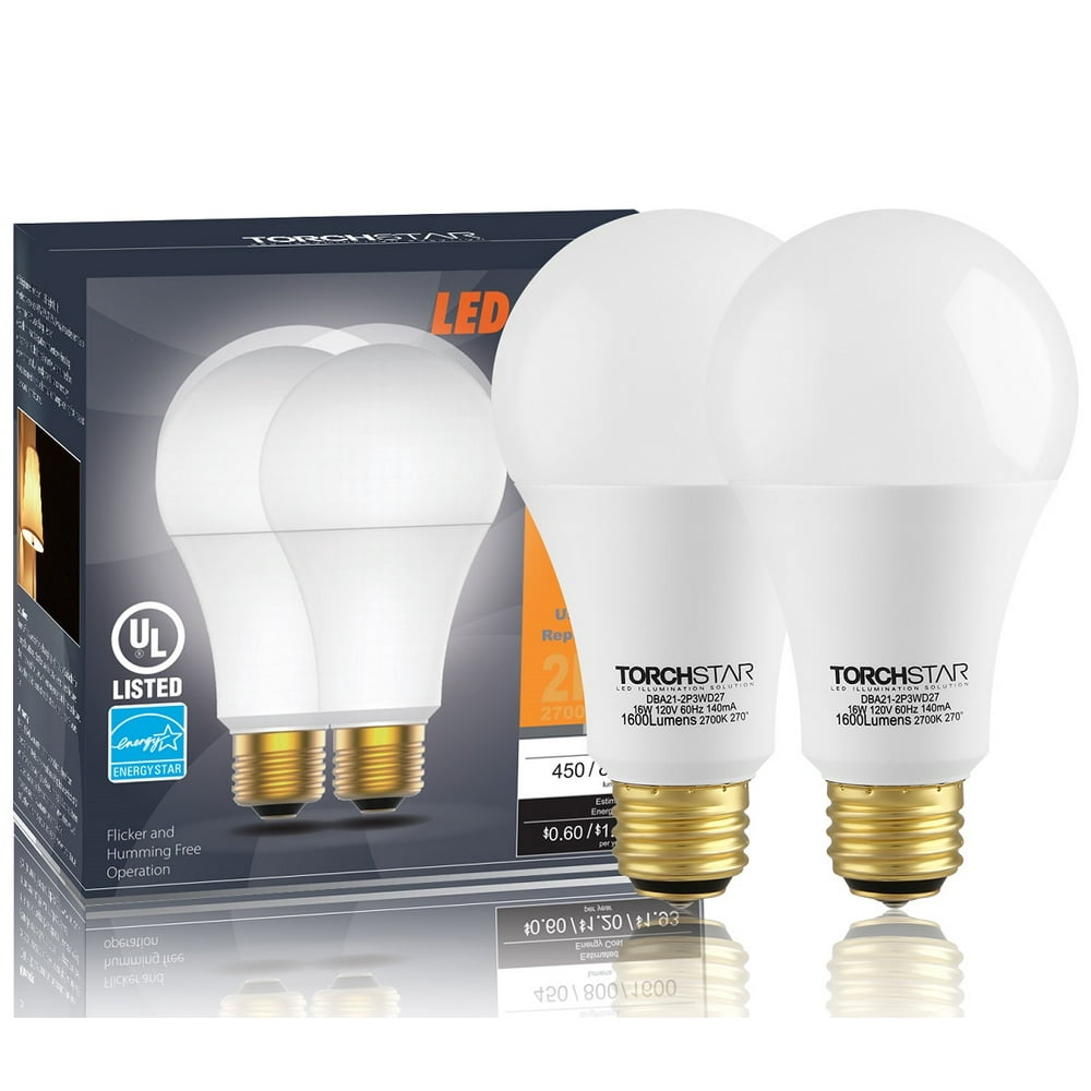 TORCHSTAR 3 Way A21 LED Light Bulb for Bedroom, 40/60/100W Equivalent