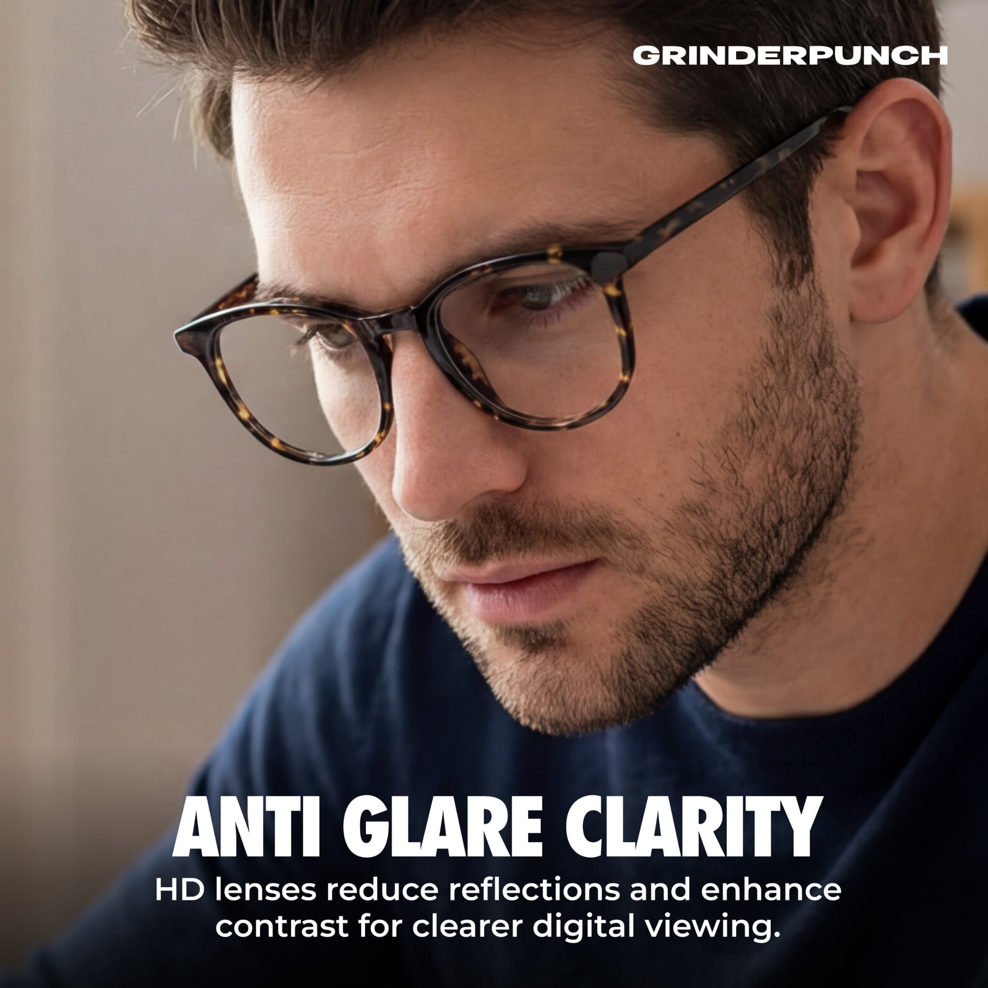 Grinderpunch Reading Glasses for Women and Men Blue Light Blocking Readers Stylish Readers with Spring Loaded Hinges