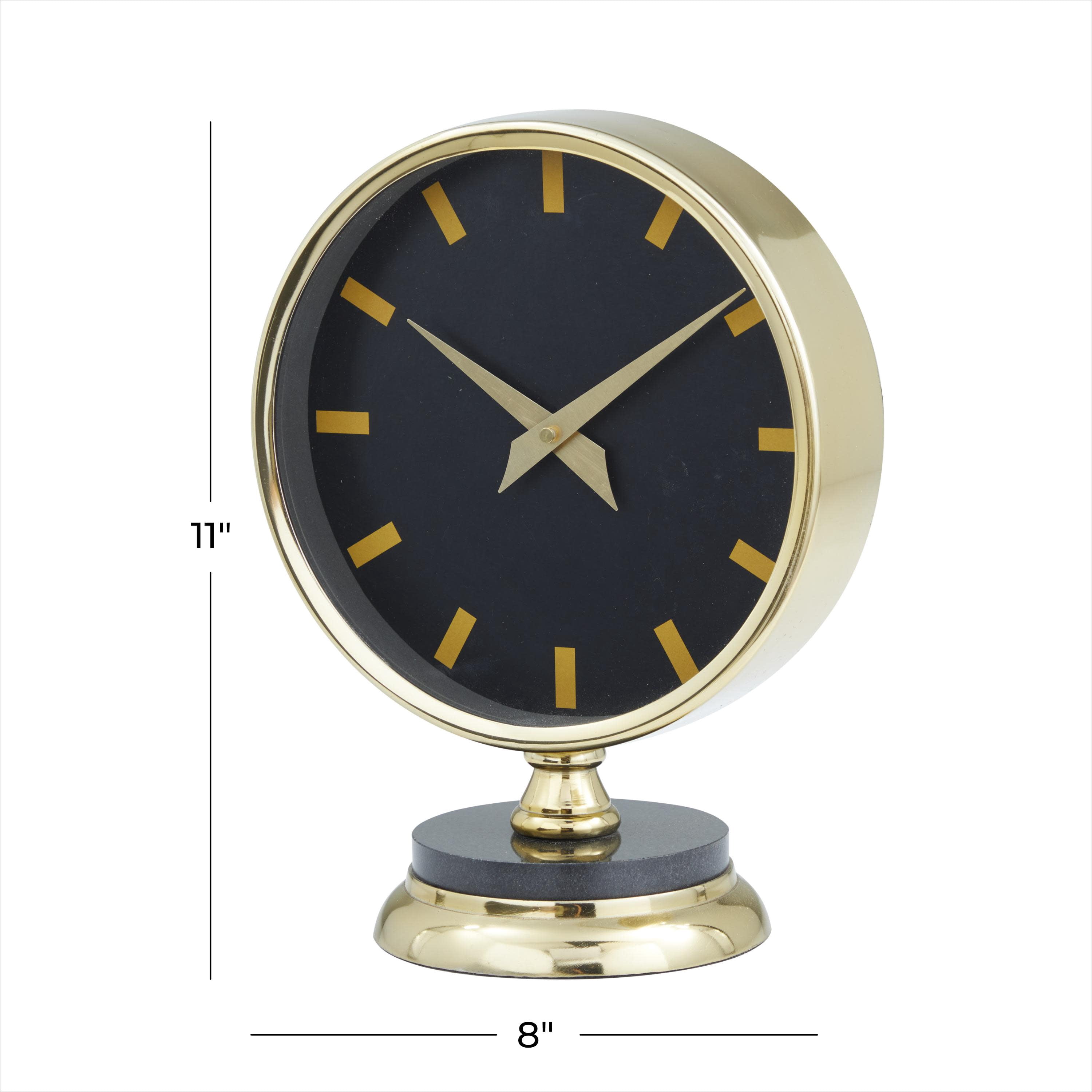 DecMode 11" Gold Stainless Steel Metal Clock with Black Face
