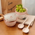 thumbnail image 2 of Bow Print Color Ceramic Bowl Set Household High Aesthetic Bowl and Spoon Se, 2 of 9