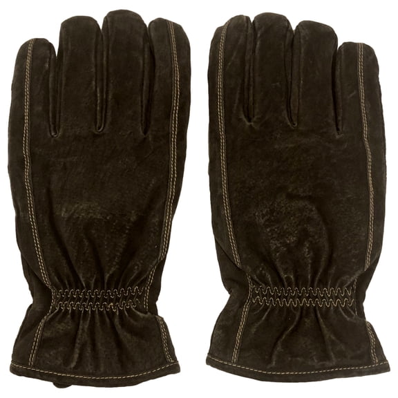 Dockers Mens Brown Stitched Suede Leather Sherpa Lined Gloves Large