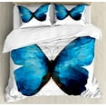 thumbnail image 1 of Butterfly Duvet Cover Set, Modern Image of Insect Bug in Mosaic Ombre Colored Art, Decorative 3 Piece Bedding Set with 2 Pillow Shams, Queen Size, Pale Blue Dark Blue, by Ambesonne, 1 of 3