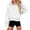 White, variant on Women's Oversized Solid Cropped Hooded Sweatshirt Drawstring Cinched Hem Fleece Long Sleeve Pullover Hoodie with Kangaroo Pocket Casual Fall Daily Tops XXL
