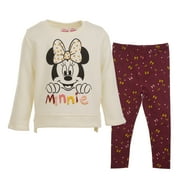 Disney Minnie Mouse Infant Baby Girls Fleece Sweatshirt and Leggings Outfit Set Infant to Little Kid