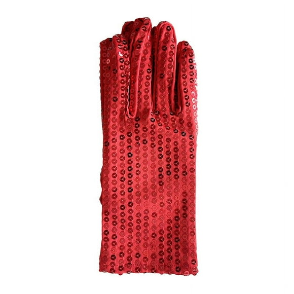 Zhuge Guantes de lentejuelas, guantes de cosplay, guantes de vestir, guantes de disfraz para adultos, color rojo