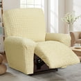 thumbnail image 2 of Stretch Seersucker Recliner Chair Cover 4-Pieces Country style Reclining Armchair Couch Slipcover Simple Home Furniture Protector Washable Durable, 1 Seater/Light Yellow, 2 of 7