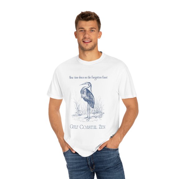 Gulf Coastal Zen Forgotten Coast Heron Beach Ocean Birds of the Florida Coast T-shirt