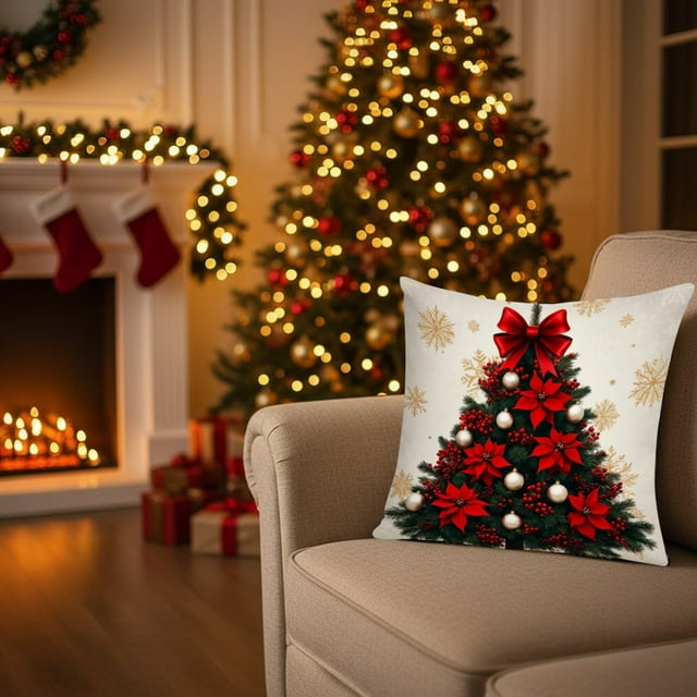 Christmas Pillow Set Red Combination Holiday Decoration Home Sofa Pillow Bedhead Cushion