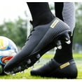 thumbnail image 4 of High-Top PU Leather Soccer Cleats for Men/Women/Youth – Lace-Up Long Studs Football Shoes for Turf & American Football Training, 4 of 6