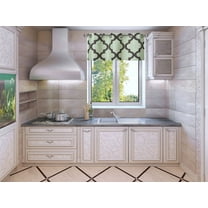 1-Piece Moza Sage/Brown Geometric Blackout Bronze Grommet Window Panel Valance 37" Wide X 18" Length