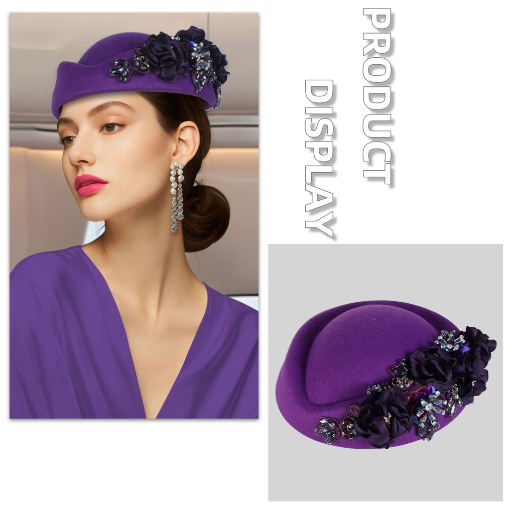 lanema Elegant Embroidered Beret Hat Classical British Adjustable Circumference 11 Stylish Colors For Daily Wear
