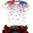 thumbnail image 4 of Cavosen American Flag Tops for Women Petite Red White and Blue Short Sleeve Crewneck T Shirts USA Star Striped Graphic Tops Lady XL Patriotic Casual T Shirts Independence Day Tunic Tees, 4 of 5