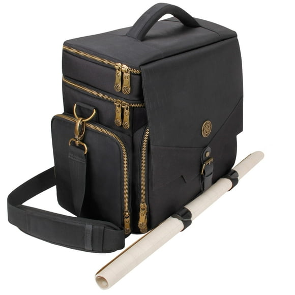 ENHANCE RPG Dungeons and Dragons - Bolsa de viaje para juegos de mesa con miniaturas, bolsa de transporte acolchada con múltiples compartimentos con compartimento para libros (4-8) y bolsillo para dad