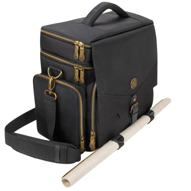 ENHANCE RPG Dungeons and Dragons - Bolsa de viaje para juegos de mesa con miniaturas, bolsa de transporte acolchada con múltiples compartimentos con compartimento para libros (4-8) y bolsillo para dad