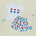 thumbnail image 2 of YDFCWXW Fourth of July Baby Boy Outfit Embroidery T-shirt Top Shorts Set 4th of July Outfits Toddler Summer Clothes (White, 18-24 Months), 2 of 7