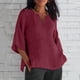 thumbnail image 2 of Camiseta estampada de manga 3/4 y cuello redondo para mujer - Top informal de algodón holgado - Blusa con estampado floral para todas las estaciones, 2 of 5