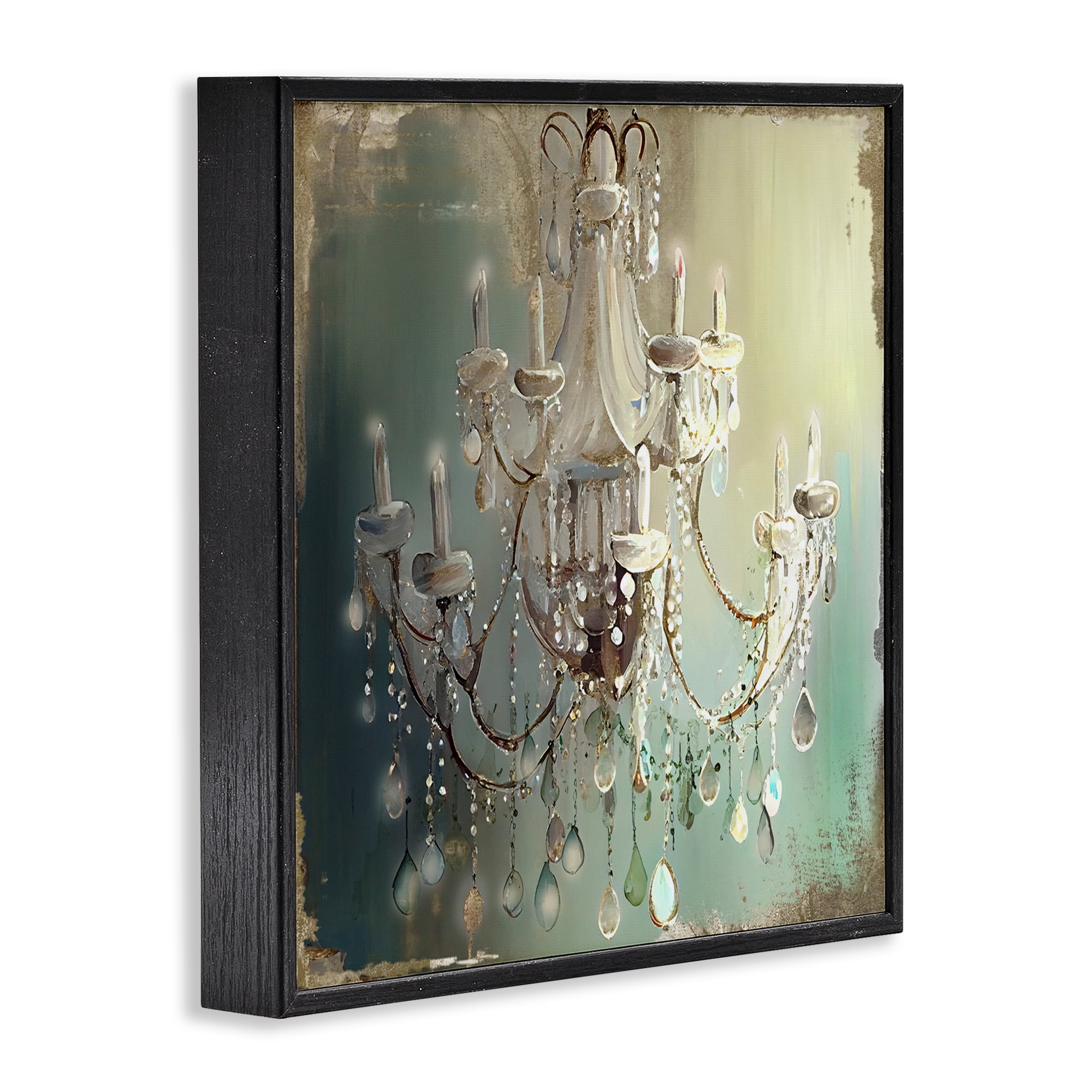 Vintage Illumine Chandelier Black Framed Giclee Art, design by Sasha