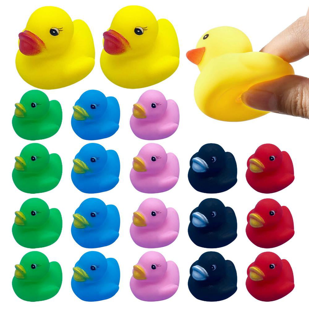 Liberty Imports 36 Pieces Classic Rubber Duck Bath Toys Kids Gifts Party Favors Blue Float Squeak Squirt Duckies for Boys Baby Shower 