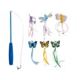 thumbnail image 1 of 7 piezas de juguetes con borlas para gatos, juego de persecución, ejercicio, varita de mariposa multifuncional para gatos y gatitos, 1 of 14