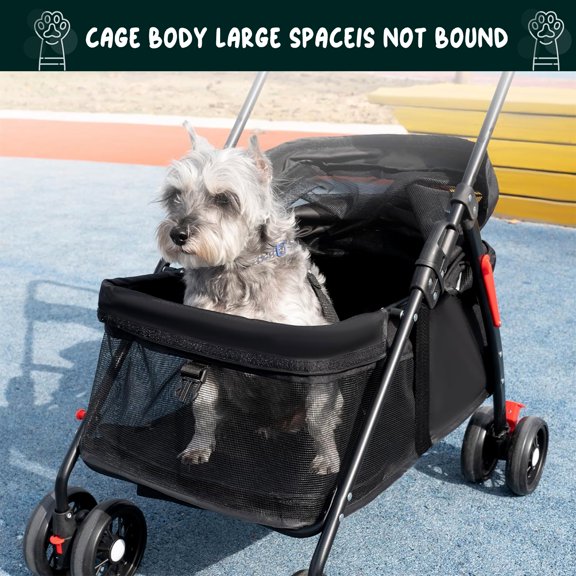 Trendix 4 Wheels Pet Stroller Dog Cat Cage Jogger Stroller with Breathable and Visible Mesh, Cup Holder, for Medium Small Dog