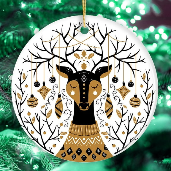 Vintage Nordic Winter Deer Ornament