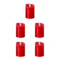 thumbnail image 1 of Bewildely Lámpara de de decoración LED sin llama de luz de té de plástico eléctrico con luz de vela, superficie lisa, rojo rojo brillante 5piezas, 1 of 6