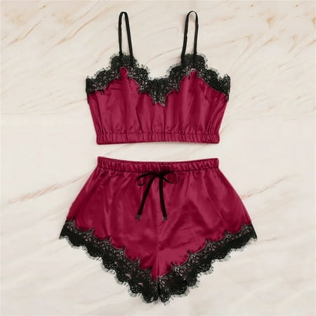 

Miayilima Intimates For Women Satin Leopard Sling Sleepwear Lingerie Lace Nightwear Underwear Set Size M