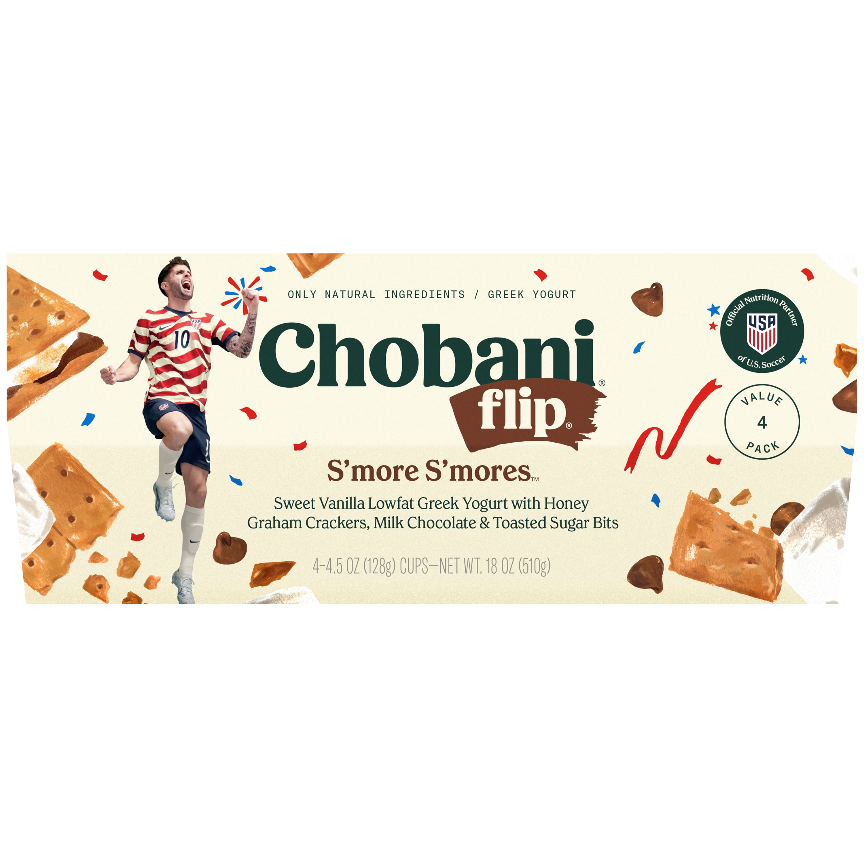 Chobani Flip Low-Fat Greek Yogurt S'more S'mores 4.5 oz 4 Pack