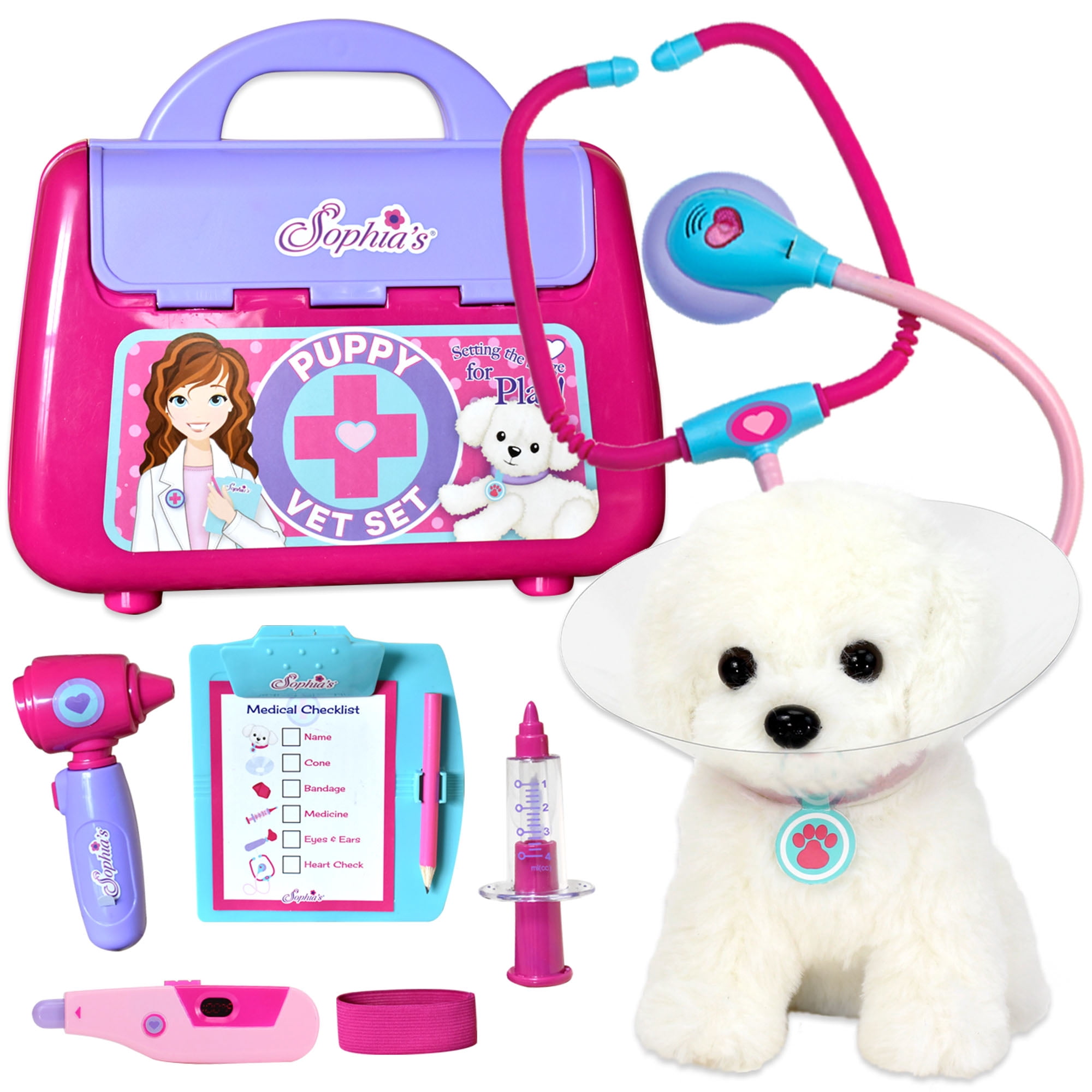 Sophia's Puppy Dog and Pet Vet Set for 18' Dolls, Pink