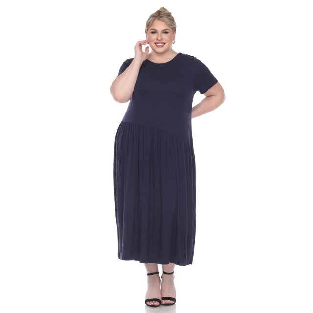 White Mark Robe Maxi à Manches Courtes pour Femmes