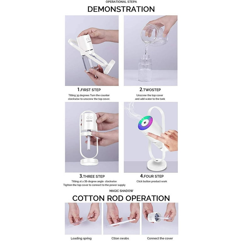 Portable Mini Humidifier 200ml Ultrasonic Cool Mist Humidifier 7 Colors  Night Light- white, 1 unit - Fred Meyer