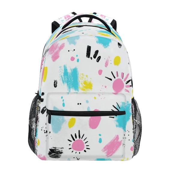 Colorful Paint Splatters Stylish Large Backpack 15L Self-Standing Durable Twill for School, Office and Travel Use