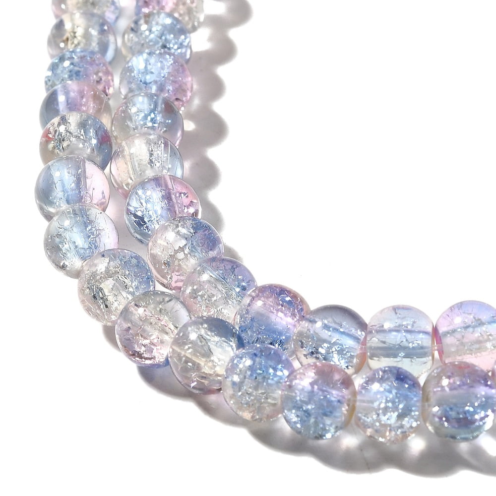 20 strand Crackle Glass Beads Strands Round Two Tone Cornflower Blue 6~6.5mm Hole: 1.2mm 151pcs/strand 31.42 inch(79.8cm)