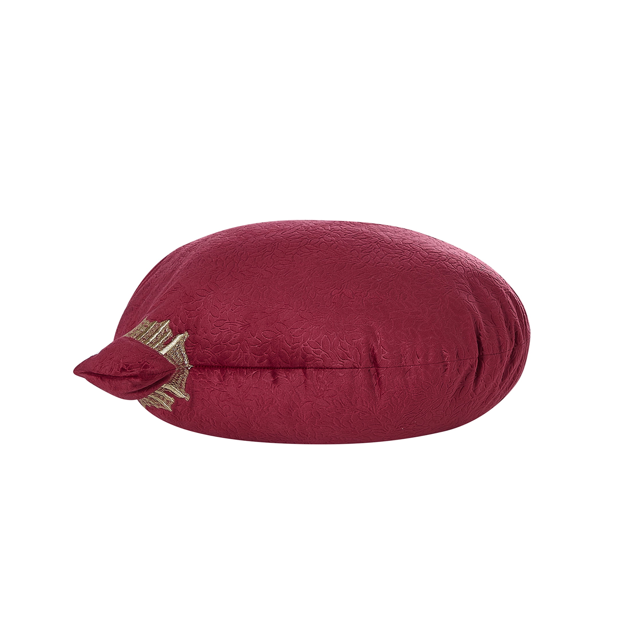 My Texas House Ava 16 in Red Embossed Velvet Ornament Round Decorative Pillow
