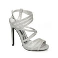 thumbnail image 1 of Qupid CG23 Women Glitter Mesh Peep Toe Criss Cross Stiletto Heel Sandal, 1 of 5