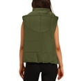 thumbnail image 3 of APEXFWDT Women's Hooded Puffer Vest Sleeveless Zip-Front Short Jacket with Removable Hood for Lightweight Layering,S,Army Green, 3 of 8