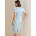 thumbnail image 3 of DARING DIVA Women's Tweed Office Bodycon Pencil Midi Dresses S Blue, 3 of 6