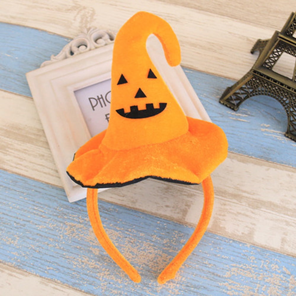 Halloween Party Props Decor Headband Orange Cloth Pumpkin Witch Bat Witch Hat 