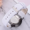 thumbnail image 4 of Reloj de pulsera de cuarzo para negocios con correa de cuero PU informal para hombres y mujeres de moda (blanco blanco), 4 of 5