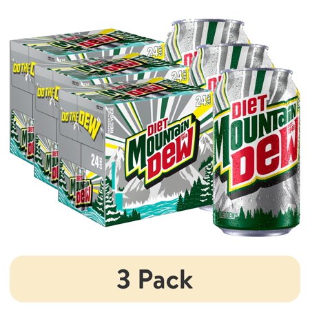 (3 pack) Diet Mountain Dew Citrus Soda Pop, 12 fl oz, 24 Pack Cans