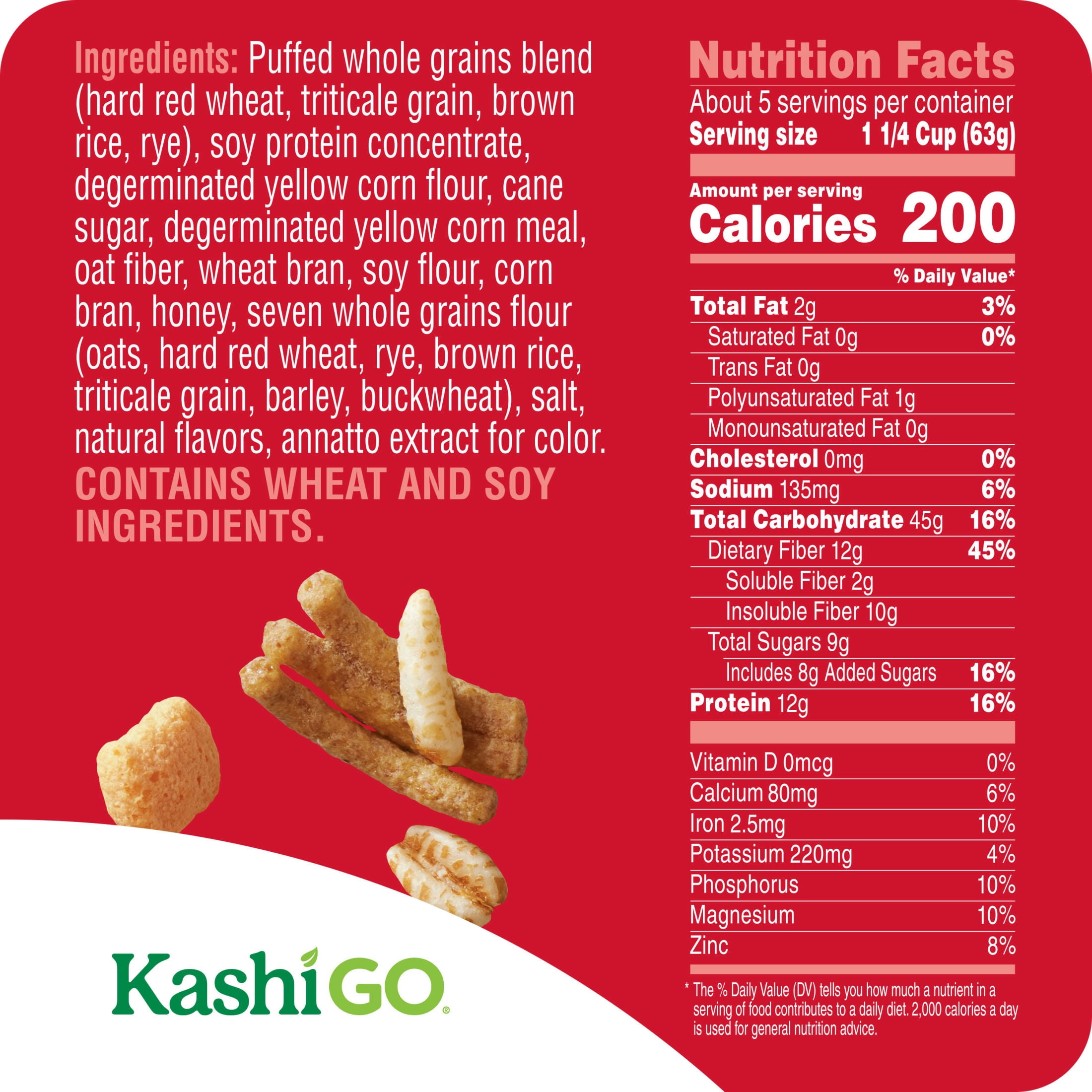 (2 pack) Kashi GO Original Protein Cereal, 12g Protein, 12.3 oz