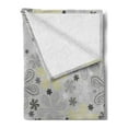 thumbnail image 2 of Grey and Yellow Soft Flannel Fleece Throw Blanket, Bohem Style Paisley Print Flowers Dots Art Image, Cozy Plush for Indoor and Outdoor Use, 50" x 70", Pale Grey White, by Ambesonne, 2 of 5