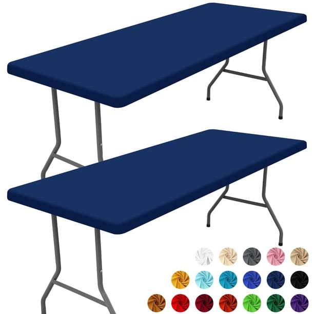 Mantel Moosfor Spandex, paquete de 2 unidades, para mesa rectangular de 6 pies, color azul marino