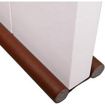 Removable Door Draft Stopper - Leather Soundproof Door Stopper , 41"L for Door Bottom Gaps, Brown
