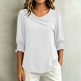 thumbnail image 3 of Cilsoka 3/4 Length Sleeve Womens Tops Asymmetric Square Neck Dressy Casual Blouses Business Work Shirts with Smocked Cuffs, 3 of 6