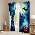 thumbnail image 3 of jejeloiu Spooky Halloween Castle Blackout Curtains,Horror Pumpkin Lantern Curtains Pack of 2 (38x45 Each),Black Bats Window Curtains For Boys Kids,Ultra Soft Home Decor, 3 of 6